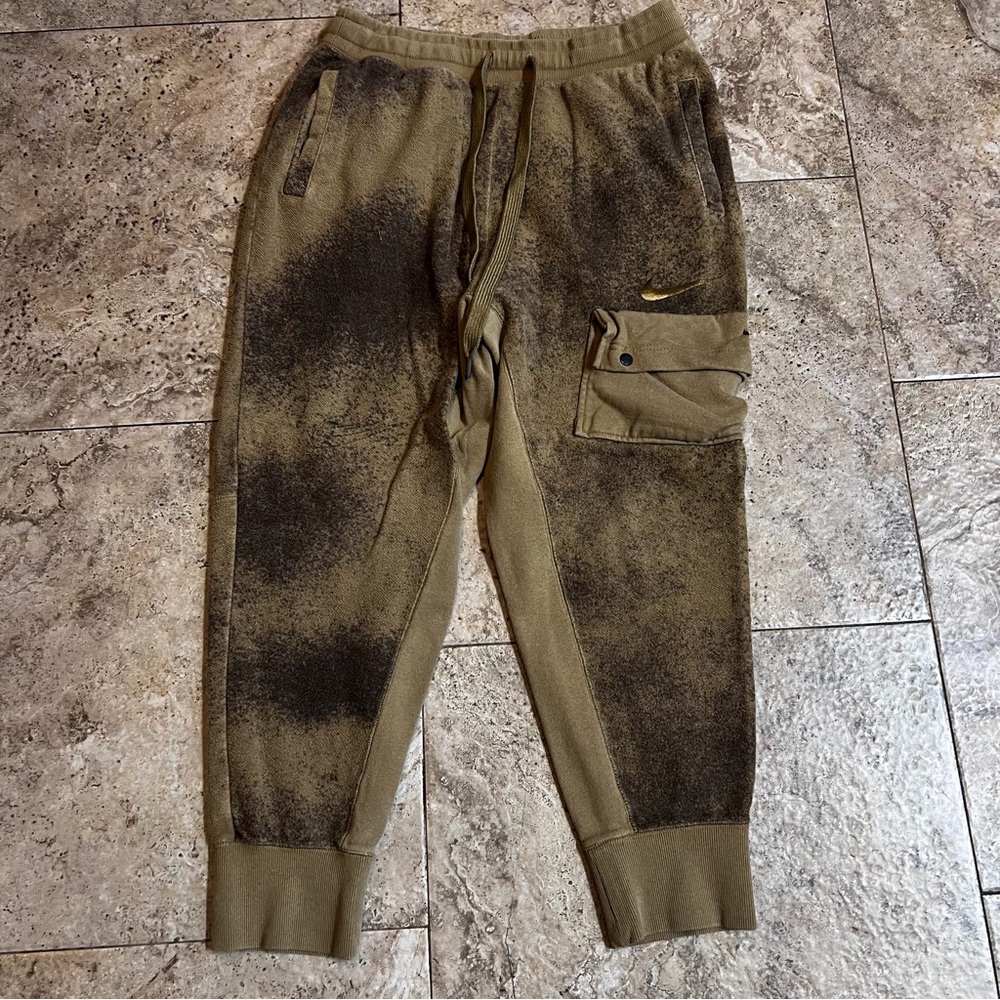 Nike Jogger Sweatpants Men Large Brown Gold Cargo Terry Y2K Look